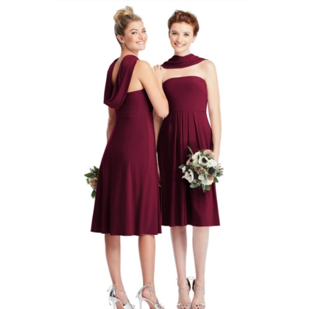 CARLOS SAAVEDRA Loop Convertible Midi‎ Dress in Cabernet